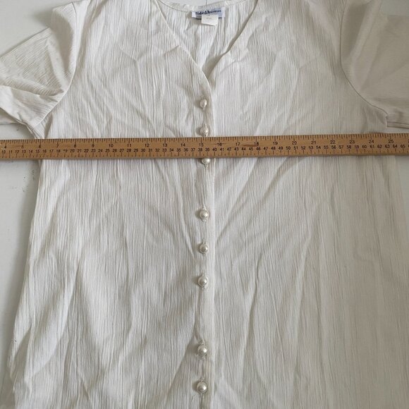 Natural Resources Women's White Short Sleeve Blouse Size Med 859736 Made in USA - Picture 8 of 11